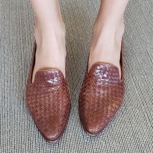 Vintage BANDOLINO Brown Leather Woven BasketWeave